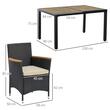 Set mobilier gradina/terasa, PE ratan, otel, negru si bej, 1 masa, 6 fotolii