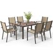 Set mobilier gradina/terasa, cafeniu si maro, 1 masa, 6 scaune, Esther