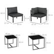 Set mobilier gradina/terasa, gri, 1 masa din 2 piese, 1 canapea din 5 piese, Lyndsey