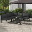 Set mobilier gradina/terasa, gri, 1 masa din 2 piese, 1 canapea din 5 piese, Lyndsey