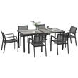 Set mobilier gradina/terasa, gri, efect lemn, 1 masa, 6 scaune, Payton