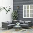 Set mobilier gradina/terasa, gri, ratan sintetic, 1 masa, 2 canapele, 1 lada, Cassidy