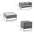 Set mobilier gradina/terasa, gri, ratan sintetic, 1 masa, 2 canapele, 1 lada, Cassidy