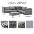 Set mobilier gradina/terasa, gri, ratan sintetic, 1 masa, 2 canapele, 1 lada, Cassidy