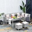 Set mobilier gradina/terasa, gri, ratan sintetic, 1 masa, 2 canapele, 2 tabureti, Penelope