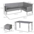 Set mobilier gradina/terasa, gri, ratan sintetic, 1 masa, 2 canapele, 2 tabureti, Penelope