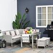 Set mobilier gradina/terasa, gri, ratan sintetic, 1 masa, 2 canapele, 2 tabureti, Penelope