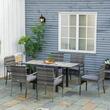 Set mobilier gradina/terasa, gri si maro, ratan sintetic, 1 masa extensibila, 6 scaune, Carolina