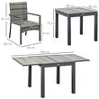 Set mobilier gradina/terasa, gri si maro, ratan sintetic, 1 masa extensibila, 6 scaune, Carolina