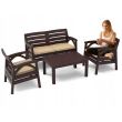 Set mobilier gradina/terasa, maro, 1 masa, 2 scaune, 1 banca, Santana