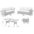 Set mobilier gradina/terasa, maro deschis si bej, ratan sintetic, 1 masa, 2 canapele, 2 tabureti, Cesme