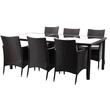 Set mobilier gradina/terasa, maro inchis si bej, ratan sintetic, 1 masa, 8 fotolii, Brian
