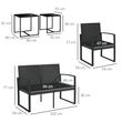 Set mobilier gradina/terasa, negru, ratan sintetic, 1 masa din 2 piese, 2 scaune, 1 canapea, Amaris