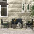 Set mobilier gradina/terasa, negru, ratan sintetic, 1 masa din 2 piese, 2 scaune, 1 canapea, Amaris