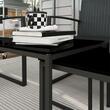 Set mobilier gradina/terasa, negru, ratan sintetic, 1 masa din 2 piese, 2 scaune, 1 canapea, Amaris