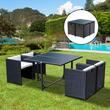 Set mobilier gradina/terasa, negru si alb, ratan sintetic, 1 masa, 4 fotolii, Angeni