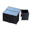 Set mobilier gradina/terasa, negru si alb, ratan sintetic, 1 masa, 4 fotolii, Angeni