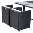 Set mobilier gradina/terasa, negru si alb, ratan sintetic, 1 masa, 4 fotolii, Angeni