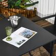 Set mobilier gradina/terasa, negru si bej, ratan sintetic, 1 masa, 6 scaune, Lynna