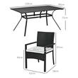 Set mobilier gradina/terasa, negru si bej, ratan sintetic, 1 masa, 6 scaune, Lynna