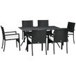 Set mobilier gradina/terasa, negru si bej, ratan sintetic, 1 masa, 6 scaune, Lynna