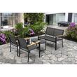 Set mobilier gradina/terasa, negru si natur, 1 masa, 2 scaune, 1 canapea, Jumi
