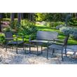Set mobilier gradina/terasa, negru si natur, 1 masa, 2 scaune, 1 canapea, Jumi