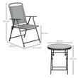 Set mobilier gradina/terasa, otel, blat sticla, gri, 1 masa, 2 scaune, Gretchen