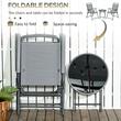 Set mobilier gradina/terasa, otel, blat sticla, gri, 1 masa, 2 scaune, Gretchen