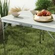 Set mobilier gradina/terasa, pliabil, 1 masa, 2 banci, MDF si aluminiu, alb, 90 cm, Frankfurt