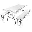 Set mobilier gradina/terasa, pliabil, 1 masa, 2 banci, alb, 180x74x74 cm/180x30x45 cm, Malatec