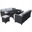 Set mobilier gradina/terasa, poliratan, grafit si gri, 1 masa, 2 tabureti, 2 canapele, Bianca