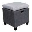 Set mobilier gradina/terasa, poliratan, grafit si gri, 1 masa, 2 tabureti, 2 canapele, Bianca