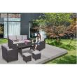 Set mobilier gradina/terasa, poliratan, grafit si gri, 1 masa, 2 tabureti, 2 fotolii, 1 canapea, Milano
