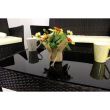 Set mobilier gradina/terasa, poliratan, maro cu perne crem, 1 masa, 2 fotolii, 1 canapea, Medi