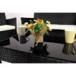 Set mobilier gradina/terasa, poliratan, negru cu perne bej, 1 masa, 2 fotolii, 1 canapea, Medi