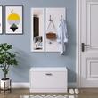 Set mobilier hol, pal, cu pantofar, cuier, oglinda, alb, 3 piese