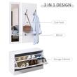 Set mobilier hol, pal, cu pantofar, cuier, oglinda, alb, 3 piese