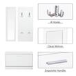 Set mobilier hol, pal, cu pantofar, cuier, oglinda, alb, 3 piese