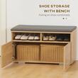 Set mobilier hol, pal, cu pantofar, cuier, oglinda, natur, 3 piese