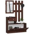 Set mobilier hol, placa laminata, cu pantofar, cuier, oglinda, wenge, 90x25x70/100 cm 