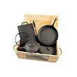 Set pentru gatit cu ceaun, gratar, tigaie, oala, fonta, 6 piese, Perfect Home
