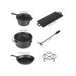 Set pentru gatit cu ceaun, gratar, tigaie, oala, fonta, 6 piese, Perfect Home