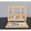 Set pictura, 2 in 1, cu sevalet, trusa lemn, 46 piese, 26x6.5x34 cm, Kruzzel
