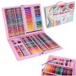 Set pictura si desen pentru copii,trusa plastic roz, 168 piese
