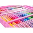 Set pictura si desen pentru copii, trusa plastic, roz, 208 piese, 41x5x31 cm