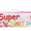 Set pictura si desen pentru copii, trusa plastic, roz, 208 piese, 41x5x31 cm
