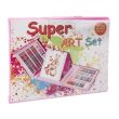 Set pictura si desen pentru copii, trusa plastic, roz, 208 piese, 41x5x31 cm