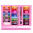 Set pictura si desen pentru copii, trusa plastic, roz, 208 piese, 41x5x31 cm