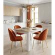 Set 4 scaune bucatarie/living, Artool, Inca, catifea aramie, picioare metal auriu, 49x55x78 cm